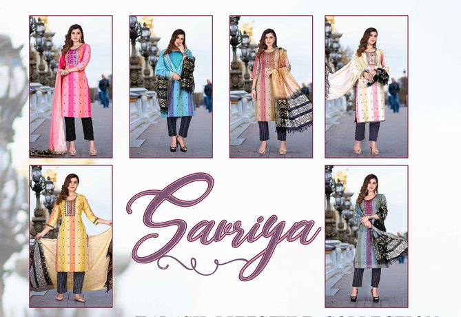 Riya Savriya 1 Fancy Cotton Ethnic Wear Kurti Pant With Dupatta Readymade Collection